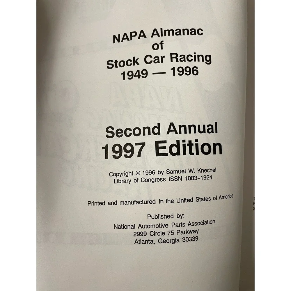 NAPA Almanac 1997‎ Edition Of Stock Car Racing 1949-1996 Track Info